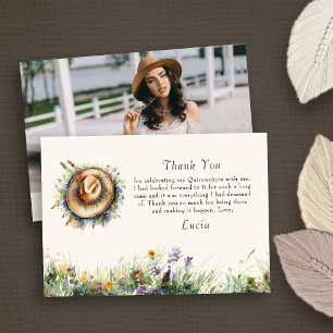 Carte De Remerciements Photo Rustique Floral Fleur sauvage Cowgirl