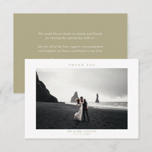 Carte de remerciements photo Sage Green Mariage (Devant / Derrière)