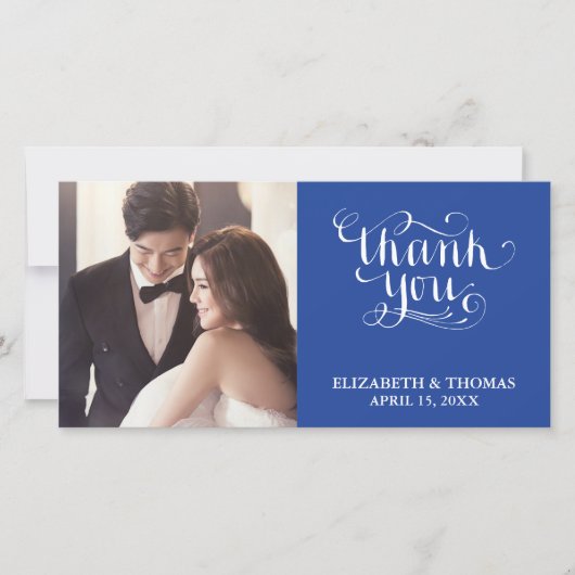 Carte de remerciements PHOTO SCRIPT ÉCRIT À LA MAI (Devant)