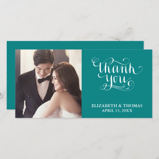 Carte de remerciements PHOTO SCRIPT ÉCRIT À LA MAI (Devant / Derrière)