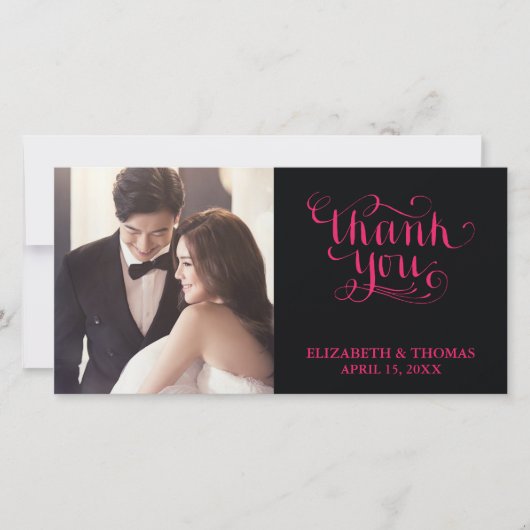 Carte de remerciements PHOTO SCRIPT ÉCRIT À LA MAI (Devant)