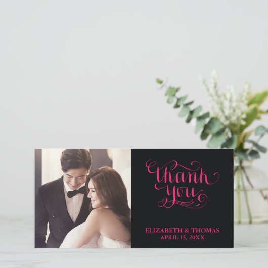 Carte de remerciements PHOTO SCRIPT ÉCRIT À LA MAI (Debout devant)