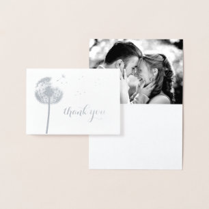 Carte de remerciements photo Silver Foil Dandelion