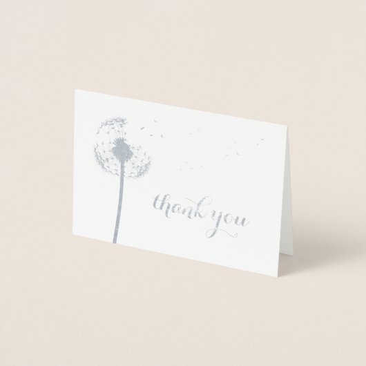 Carte de remerciements photo Silver Foil Dandelion (Devant)
