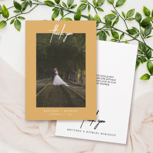 Carte De Remerciements Photo simple à la main Mustard Jaune