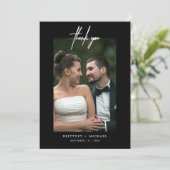 Carte De Remerciements Photo simple à la main Noir (Debout devant)