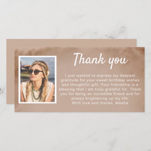 Carte De Remerciements Photo simple aquarelle Anniversaire (Devant / Derrière)