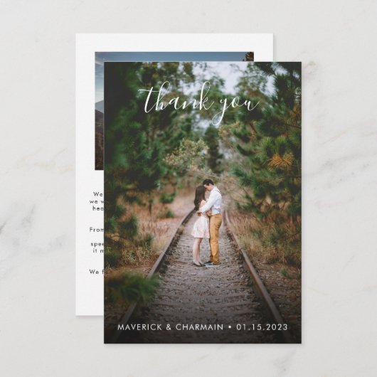 Carte De Remerciements Photo simple dos à dos (Devant / Derrière)