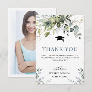 Carte De Remerciements PHOTO Simple Elégant Eucalyptus Foliage Graduation