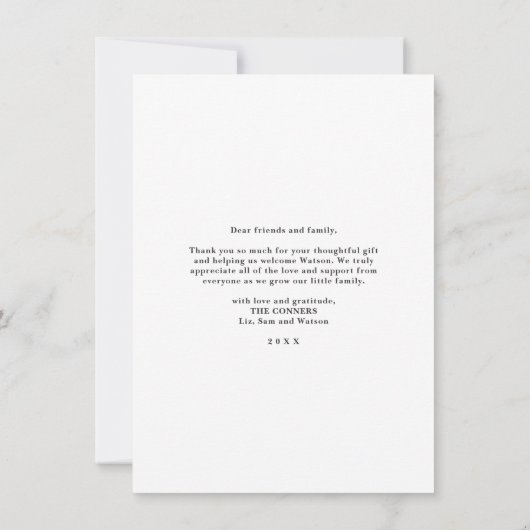 Carte De Remerciements Photo simple manuscrite pour bébé (Dos)