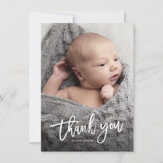 Carte De Remerciements Photo simple manuscrite pour bébé (Devant)