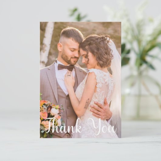 Carte De Remerciements Photo simple Mariage Ajouter votre salutation (Debout devant)
