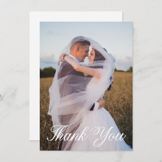 Carte De Remerciements Photo simple Mariage Ajouter votre salutation (Devant / Derrière)