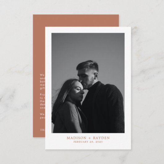 Carte de remerciements photo simple Mariage en ter (Devant / Derrière)