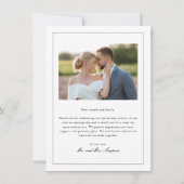 Carte De Remerciements Photo simple Mariage Portrait à fond (Dos)