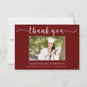 Carte De Remerciements Photo simple Maroon & White Graduation (Devant)