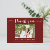 Carte De Remerciements Photo simple Maroon & White Graduation (Debout devant)