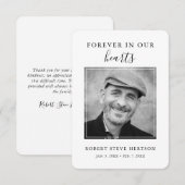 Carte De Remerciements Photo simple moderne Bereavity Sympathy Funeral (Devant / Derrière)