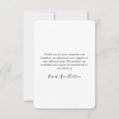 Carte De Remerciements Photo simple moderne Bereavity Sympathy Funeral (Dos)