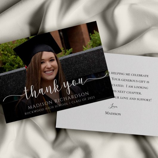 Carte De Remerciements Photo simple moderne de graduation de script