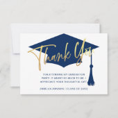 Carte De Remerciements PHOTO simple moderne Golden Navy Graduation (Devant)
