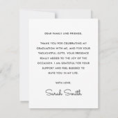 Carte De Remerciements Photo simple moderne graduation blanche (Dos)