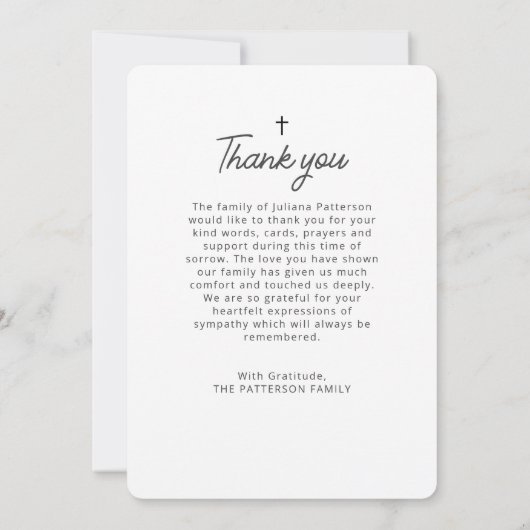 Carte De Remerciements Photo simple pour toujours dans nos coeurs Funérai (Dos)