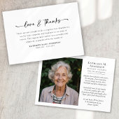 Carte De Remerciements Photo Simple Script Funeral