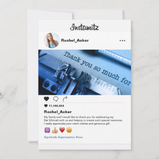 Carte De Remerciements Photo Social Media Bat mitzvah ou Bar Mitzvah