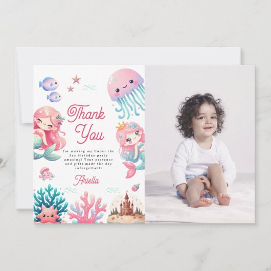 Carte De Remerciements Photo Sous l'Océan Fête d'anniversaire des enfants (Devant)