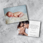 Carte De Remerciements Photo Statistiques de naissance Calligraphie Nom N<br><div class="desc">Une carte de remerciements moderne</div>
