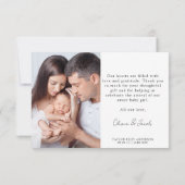 Carte De Remerciements Photo Statistiques de naissance Calligraphie Nom N (Dos)