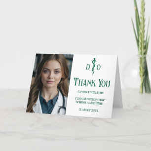Carte De Remerciements Photo sur mesure Green Osteopathic Médicale Doctor