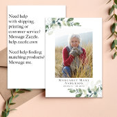 Carte De Remerciements Photo Sympathy Eucalyptus funérailles