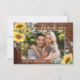 Carte De Remerciements PHOTO tournesol Eucalyptus Mariage Rustique