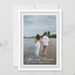 Carte De Remerciements Photo traditionnel en noir et blanc Mariage intemp