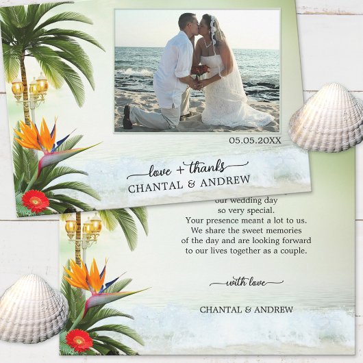 Carte de remerciements photo Tropical Beach Weddin