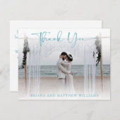 Carte de remerciements photo turquoise moderne Mar (Devant / Derrière)