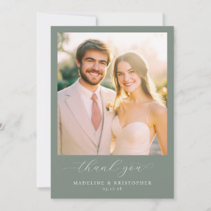 Carte De Remerciements Photo Vert Beige Romantique