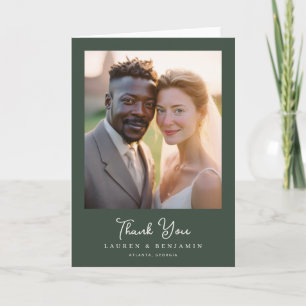 Carte De Remerciements Photo Vert Foncé Reconnaissant