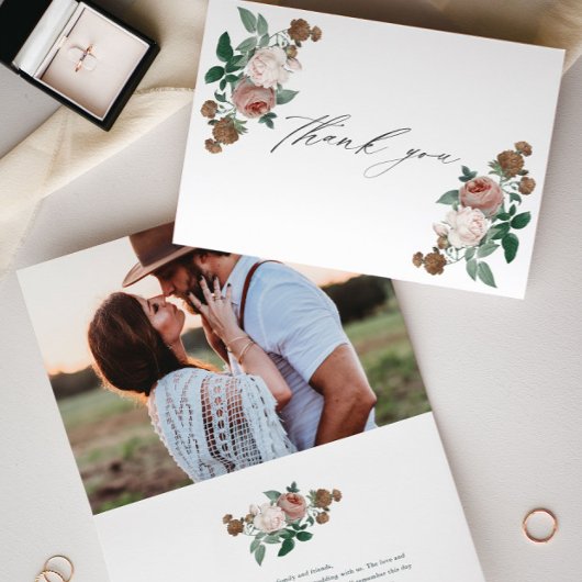 carte de remerciements photo vintage à mariage flo
