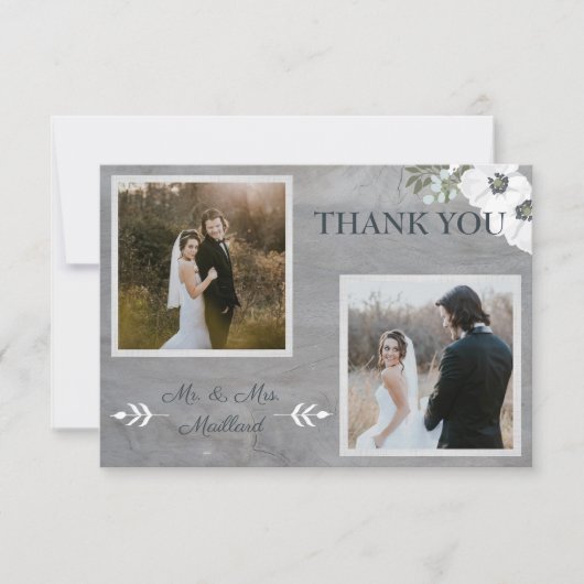 Carte De Remerciements Photo Vintage Floral Two (Devant)