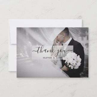Carte De Remerciements Photo vintage Mariage noir et blanc