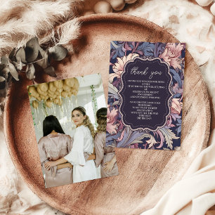 Carte De Remerciements Photo Vintage William Morris Lavender Bridal