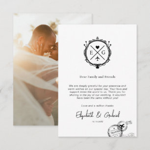 Carte De Remerciements Photo Voyage Destination Mariage Noir
