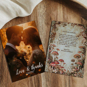 Carte De Remerciements Photo Woodland Fall Watercolor Mariage champignon
