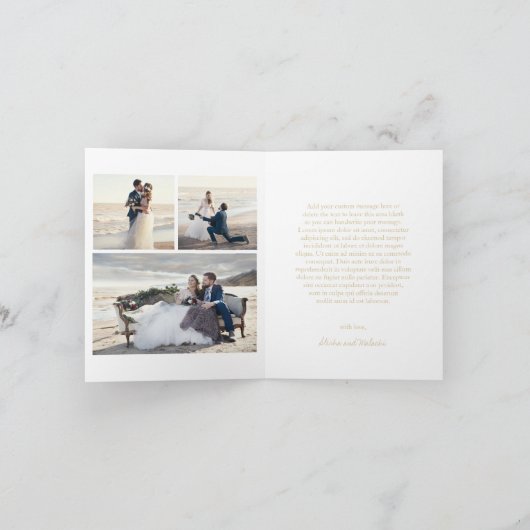 Carte De Remerciements Photographie botanique d'or propre Mariage élégant (Intérieur)