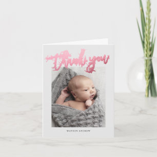 Carte De Remerciements Photographie de bébé en calligraphie moderne