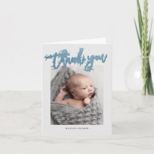 Carte De Remerciements Photographie de calligraphie moderne pour bébé