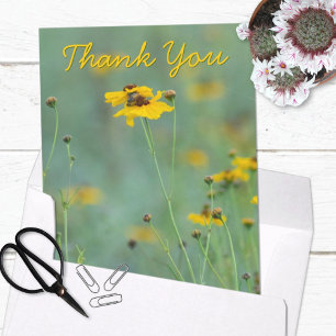Carte De Remerciements Photographie de fleur sauvage jaune Scénique Dos V